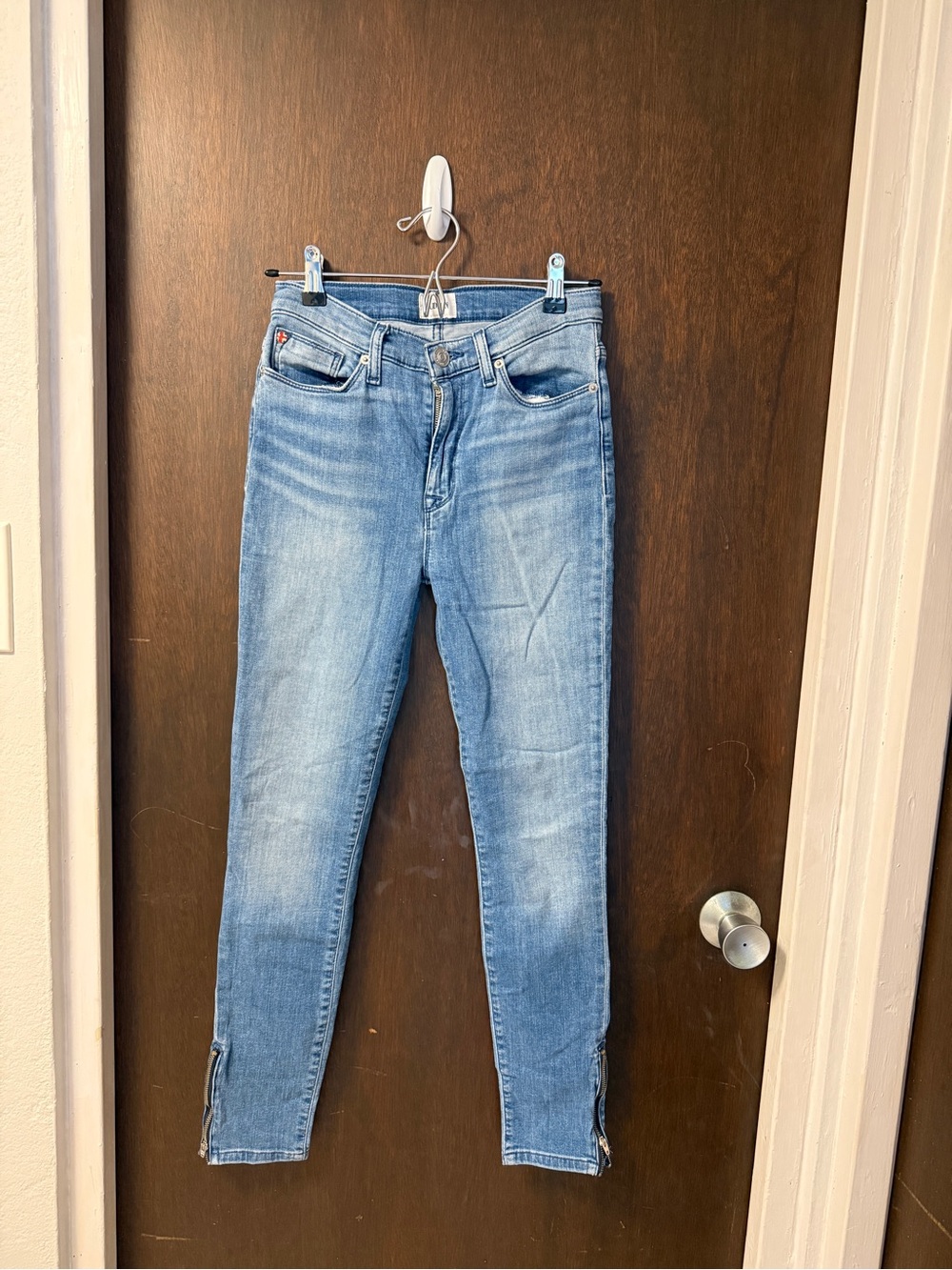 HUDSON NWOT Blair High Rise Skinny Jeans Light Wash Zip Hem PREMIUM DENIM